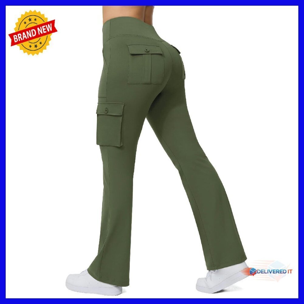 High Waisted Yoga Flare Leggings with 6 Pockets Bootcut Workout Pants